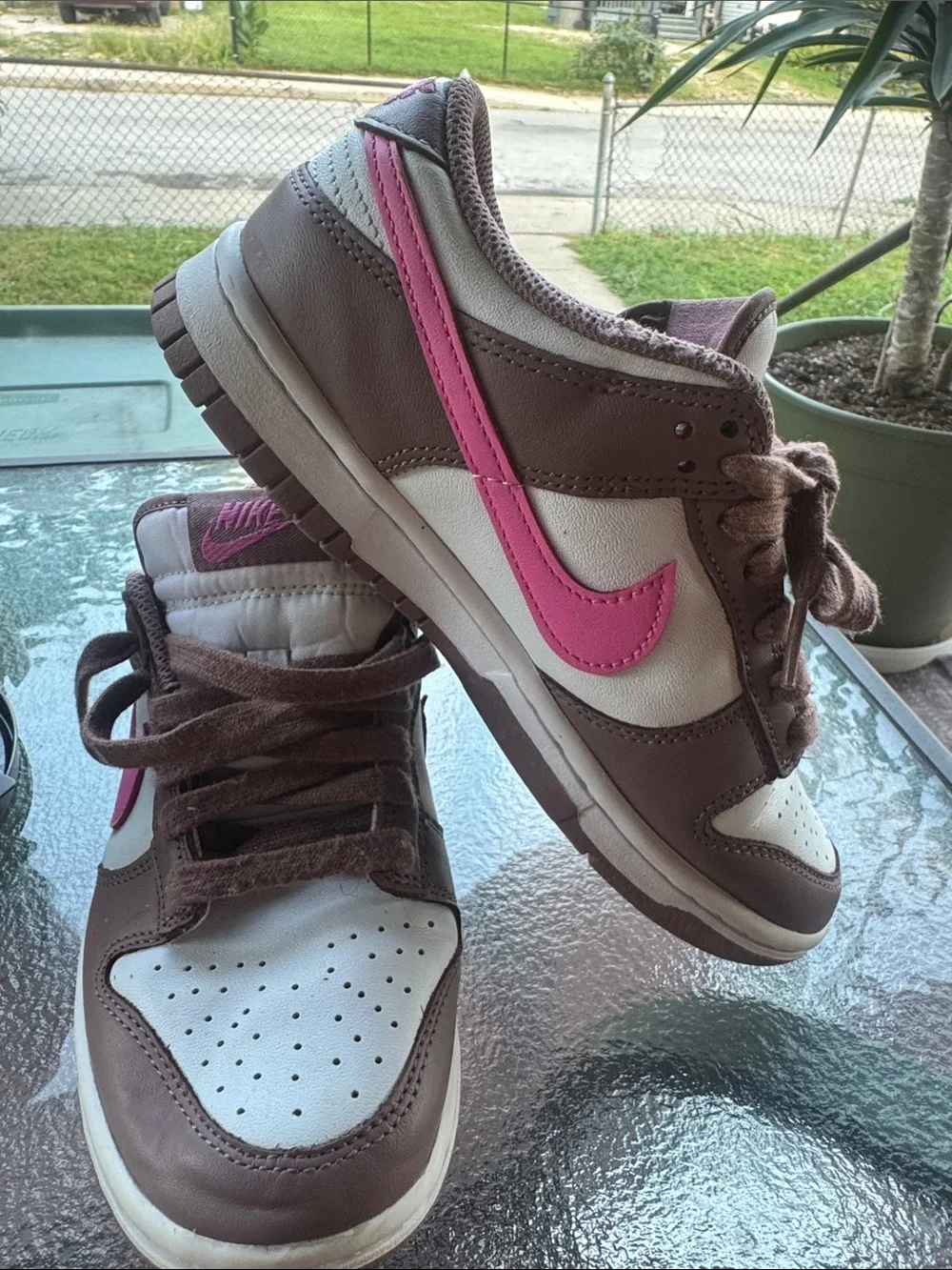 Nike Kids Brown, White & Pink High-Top Sneakers